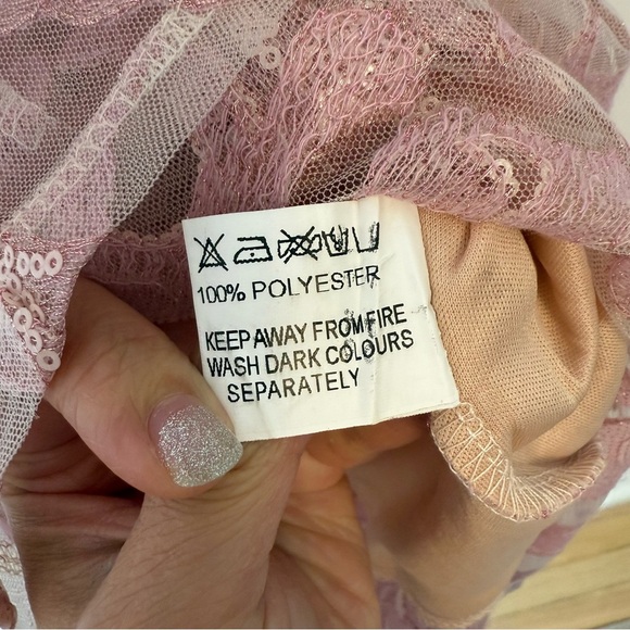 ASOS Club Sequined Pink Occasional Mermaid Long Sleeves Dress Size 2 - Picture 5 of 11